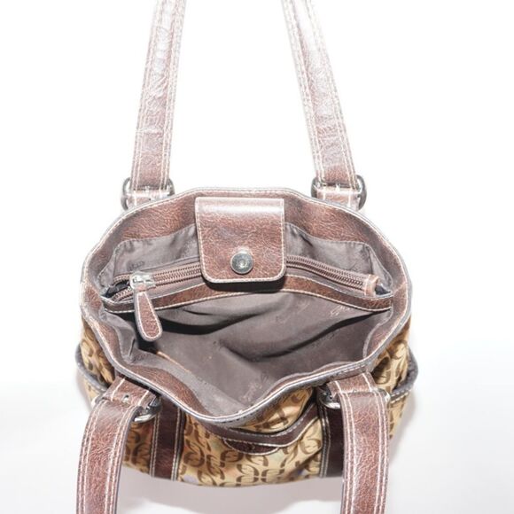 Fossil Brown Shoulder Bag with Unique Floral Logo Pattern - Picture 9 of 10